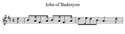 John of Badenyon - staff notation