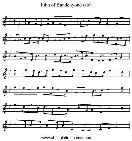 John of Bandenyond (sic) - staff notation