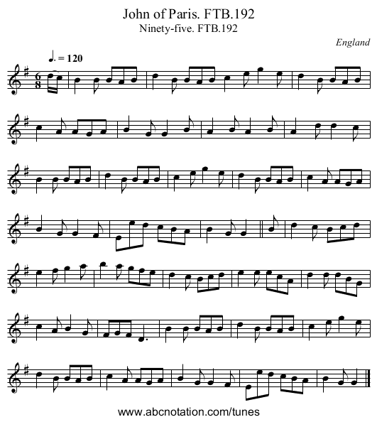 John of Paris. FTB.192 - staff notation