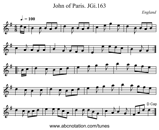 John of Paris. JGi.163 - staff notation