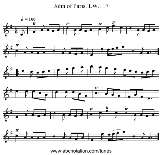 John of Paris. LW.117 - staff notation