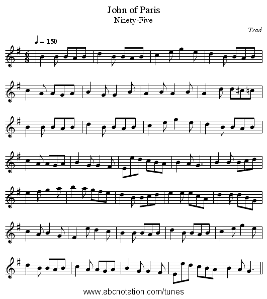 John of Paris - staff notation