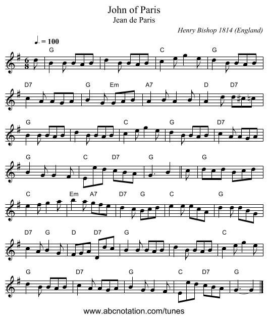 John of Paris - staff notation