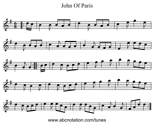 John Of Paris - staff notation