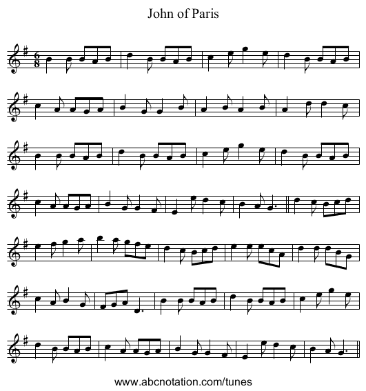 John of Paris - staff notation