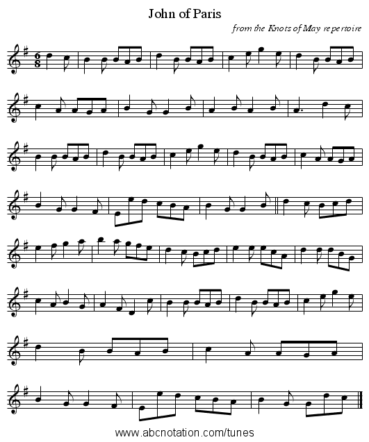 John of Paris - staff notation