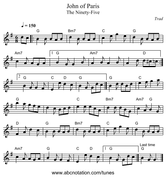 John of Paris - staff notation