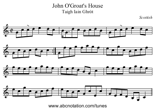 John O'Groat's House - staff notation