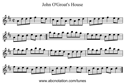 John O'Groat's House - staff notation