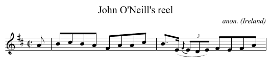 John O'Neill's reel - staff notation