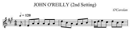 JOHN O'REILLY (2nd Setting) - staff notation