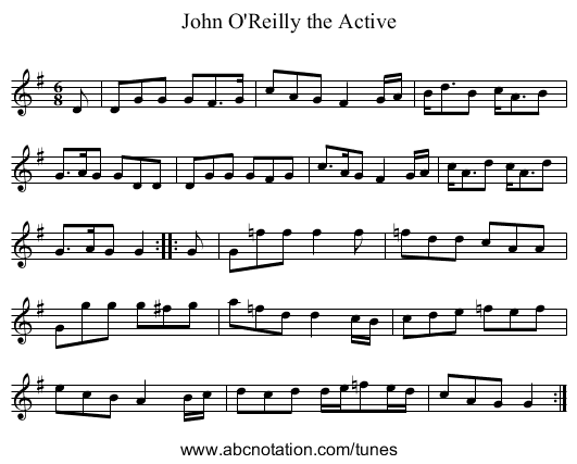 John O'Reilly the Active - staff notation