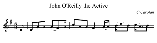 John O'Reilly the Active - staff notation