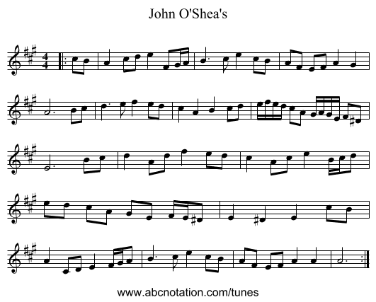 John O'Shea's - staff notation