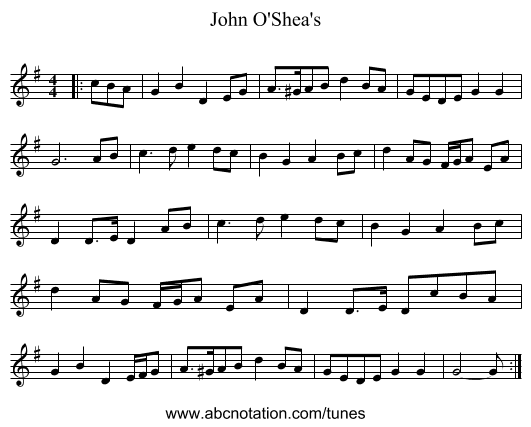 John O'Shea's - staff notation