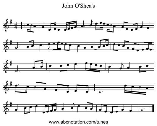 John O'Shea's - staff notation
