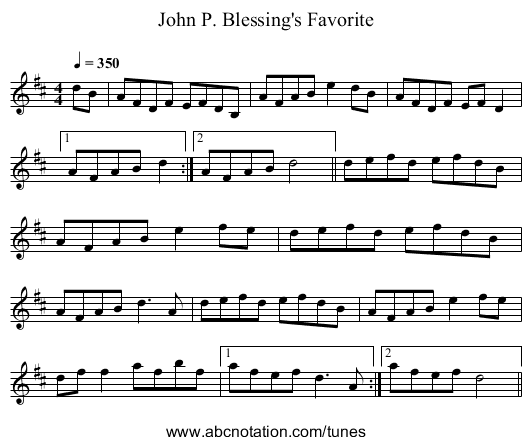 John P. Blessing's Favorite - staff notation