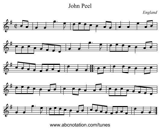John Peel - staff notation