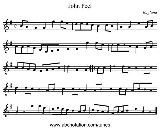 John Peel - staff notation