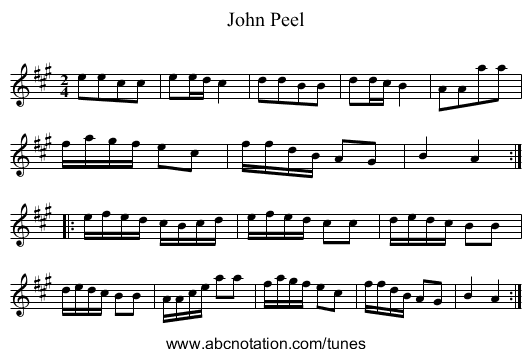 John Peel - staff notation