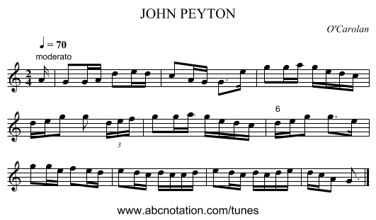 JOHN PEYTON - staff notation