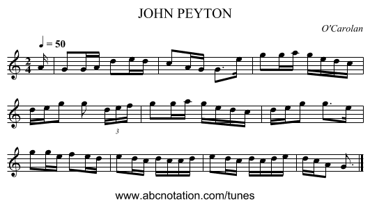 JOHN PEYTON - staff notation