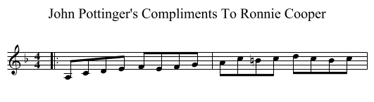 John Pottinger's Compliments To Ronnie Cooper - staff notation