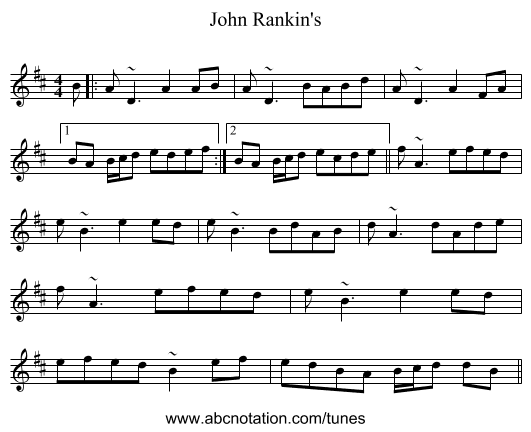 John Rankin's - staff notation