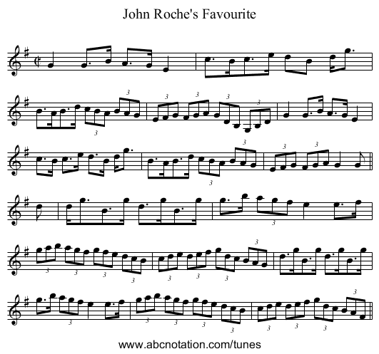 John Roche's Favourite - staff notation