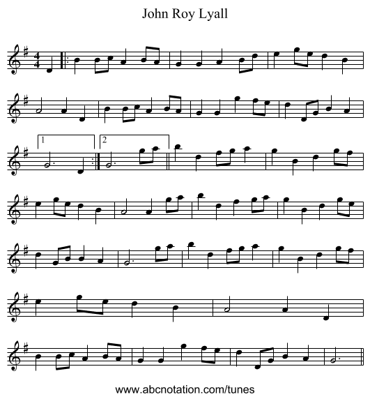 John Roy Lyall - staff notation
