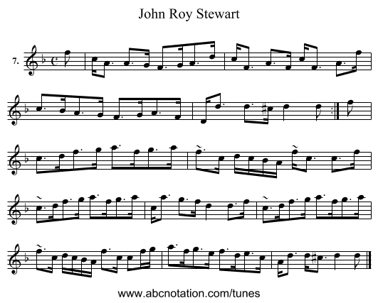 John Roy Stewart - staff notation
