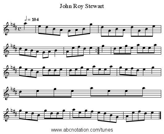 John Roy Stewart - staff notation