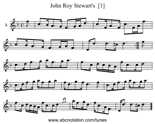 John Roy Stewart's  [1] - staff notation