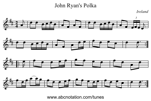 John Ryan's Polka - staff notation