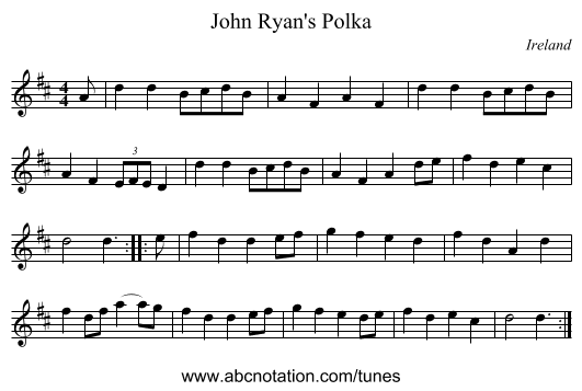 John Ryan's Polka - staff notation