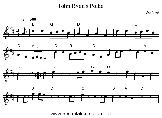 John Ryan's Polka - staff notation