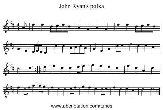 John Ryan's polka - staff notation