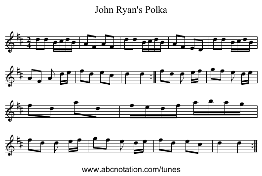 John Ryan's Polka - staff notation