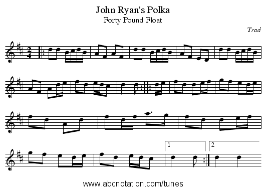 John Ryan's Polka - staff notation