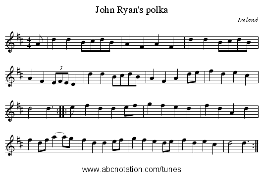 John Ryan's polka - staff notation