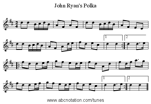 John Ryan's Polka - staff notation