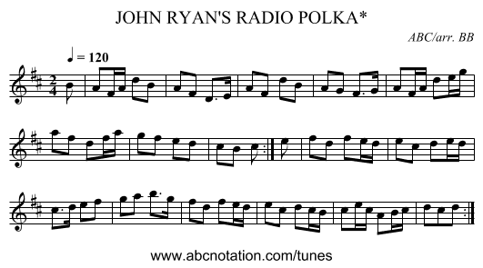JOHN RYAN'S RADIO POLKA* - staff notation