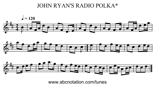 JOHN RYAN'S RADIO POLKA* - staff notation