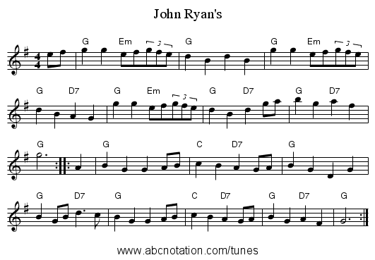 John Ryan's - staff notation