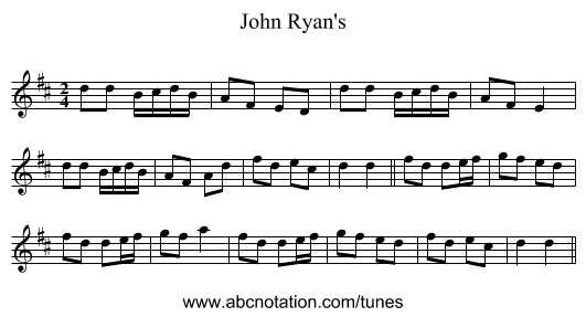 John Ryan's - staff notation