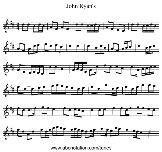 John Ryan's - staff notation