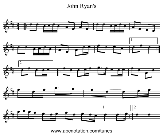 John Ryan's - staff notation
