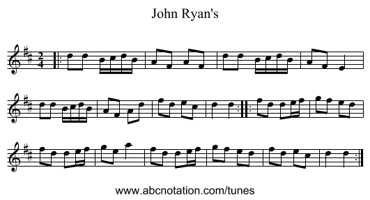 John Ryan's - staff notation