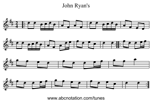 John Ryan's - staff notation