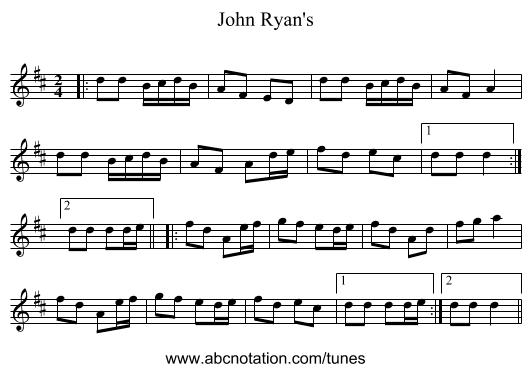 John Ryan's - staff notation